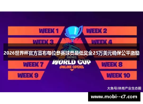 2026世界杯官方宣布每位参赛球员最低奖金25万美元确保公平激励